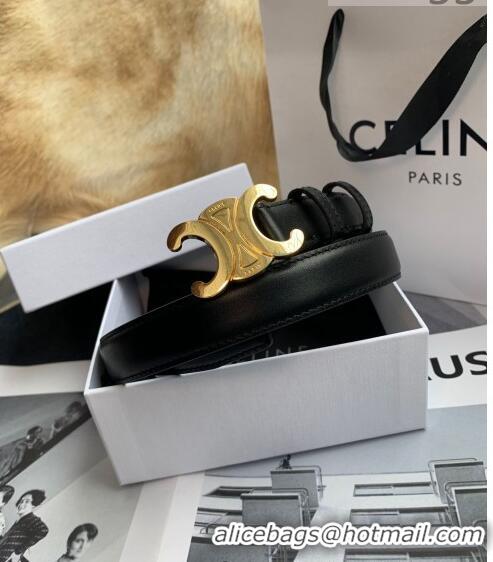 Shop Grade Celine Triomphe Leather Belt 25mm with Logo Buckle C63058 Black 2021