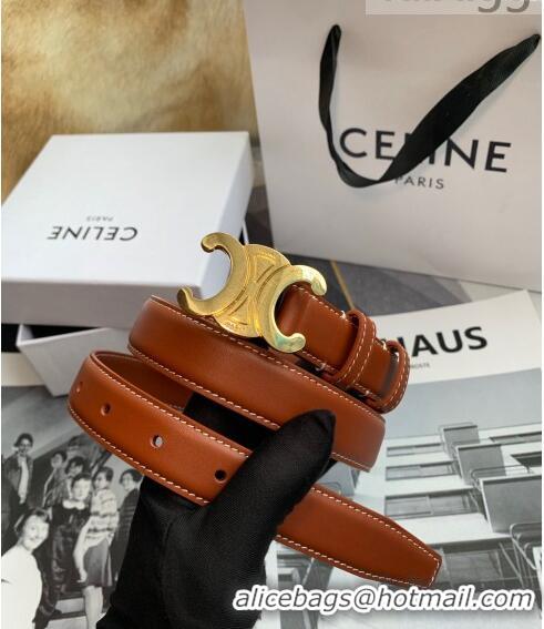 Shop Fashion Celine Triomphe Leather Belt 25mm with Logo Buckle C63061 Brown 2021