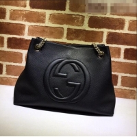 Classic Gucci Soho Medium Tote Bag Calfskin Leather 308982 Black