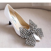 Lower Price Jimmy Choo Mana Lambskin Pumps 8.5cm with Crystal Bow 061201 White 2021