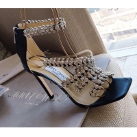 Low Price Jimmy Choo Josefine Calfskin Crystal Sandals 8.5cm 061211 Black 2021