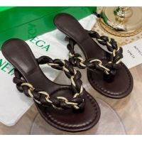 Best Luxury Bottega Veneta Dot Entwined Thong Sandals 042871 Coffee Brown 2021