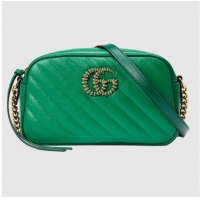 Fashion Gucci GG Marmont small shoulder bag 447632 Bright green