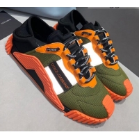 Custom Dolce & Gabbana NS1 SLIP ON Sneakers in Mixed Materials Green/Orange 061623