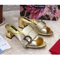 Good Quality Dolce&Gabbana DG Heel Mules 6.5cm 010935 Gold