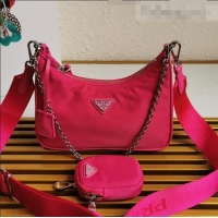 Top Quality Prada Re-Edition 2005 Nylon Shoulder Bag 1BH204 Hot Pink 2021