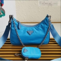 Popular Style Prada Re-Edition 2005 Nylon Shoulder Bag 1BH204 Blue 2021