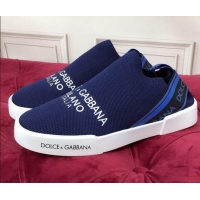 Low Cost Dolce&Gabbana DG Knit Slip-on Sneakers 060528 Navy Blue 2021