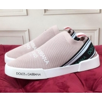 Discount Dolce&Gabbana DG Knit Slip-on Sneakers 060527 Pale Pink 2021