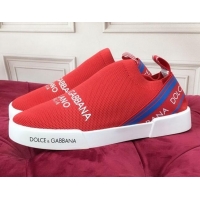 New Design Dolce&Gabbana DG Knit Slip-on Sneakers 060527 Red 2021