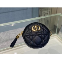 Well Crafted DETACHABLE DIOR CARO ROUND COIN PURSE S5035U Black