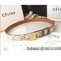 Good Looking Celine Triomphe Canvas Belt 25mm with Logo Buckle C63056 White 2021