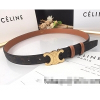 Inexpensive Celine Triomphe Canvas Belt 25mm with Logo Buckle C63057 Brown 2021