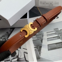 Famous Brand Celine Triomphe Leather Belt 25mm with Logo Buckle C63058 Brown 2021