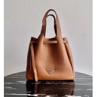 Top Grade Prada Original Leather Tote Bag 1BG339 Brown