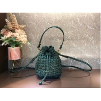 Super Quality Fendi Weave MON TRESOR mini-bag 8BS010A3 blackish green