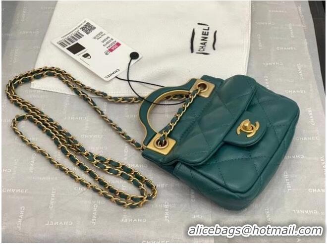 Good Quality CHANEL Top Handle Micro Mini Wallet On Chain AP2271 blue