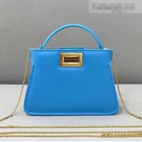 Cheapest Fendi Leather Nano Pico Peekaboo Bag Charm FD8385 Light Blue 2021