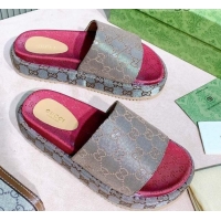 Purchase Gucci GG Canvas Platform Slide Sandal 573018 Grey 2021