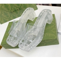 New Style Gucci Transparent Rubber Slide Sandals White 081042