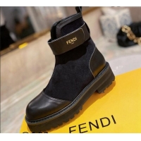 Classic Practical Fendi Rockoko Suede Ankle Boots 081248 Black 2021