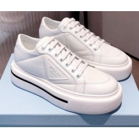 Popular Prada Macro Re-Nylon and Brushed leather Sneakers 051001 White 2021