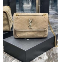 Discount Yves Saint Laurent ENVELOPE MEDIUM BAG IN QUILTED SUEDE Y498004 cream