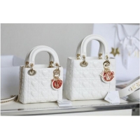 Most Popular LADY DIOR MY ABCDIOR BAG Cannage Heart Original Lambskin Bag M0539O White