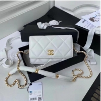 Luxury Inexpensive Chanel Flap Shoulder Bag mini Original leather AS2755 white