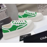 Ladies Chanel Canvas Platform Sneakers 060947 Green 2021