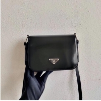 Top Quality Prada Small brushed leather shoulder bag 1BH308 black
