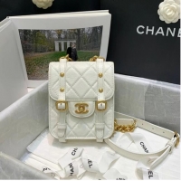 Spot Bulk Chanel FLAP BAG Aged Calfskin & Gold-Tone Metal AS2695 white