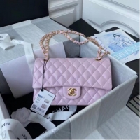 Stylish Inexpensive Chanel classic handbag Lambskin & gold Metal A01112 pink
