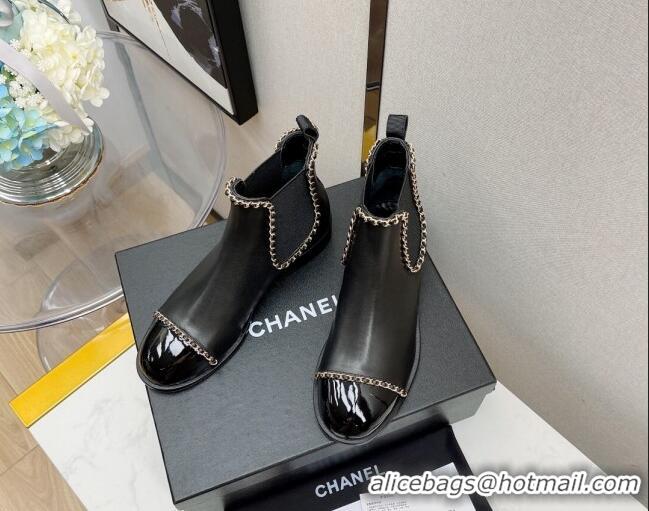 Good Quality Chanel Lambskin Chian Heel Short Boots 3cm 080949 Black 2021