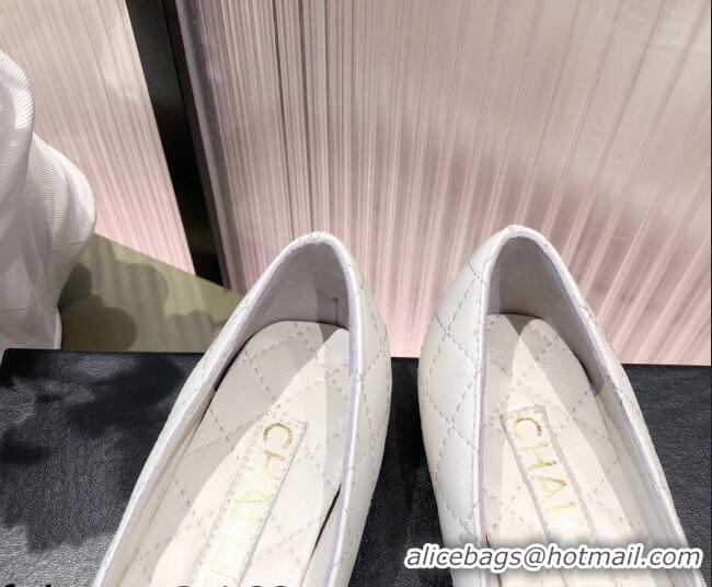 Pretty Style Chanel Leather Foldover Ballerinas 081620 White 2021