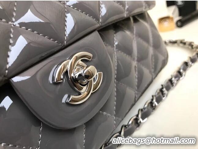 Promotional Chanel Patent Calfskin Medium Classic Flap Bag A1112 Grey/Silver