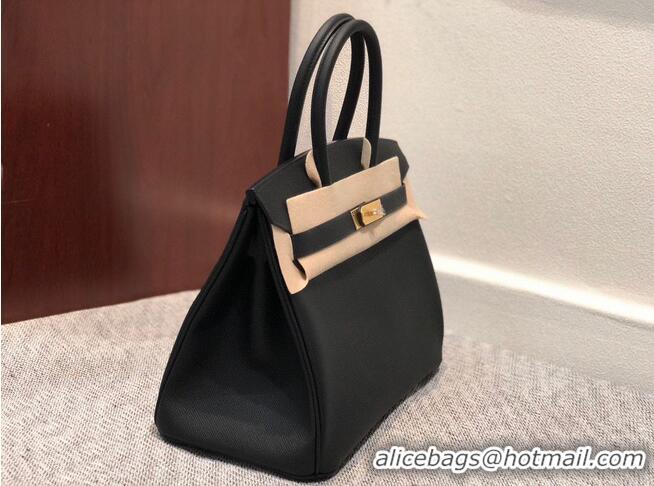 Fashion Discount Hermes Birkin Bag Original Epsom Leather 30CM 17825 Black Gold