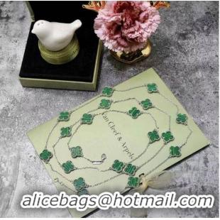 Grade Quality Van Cleef & Arpels Green Flower Necklace VCA6188 Siver