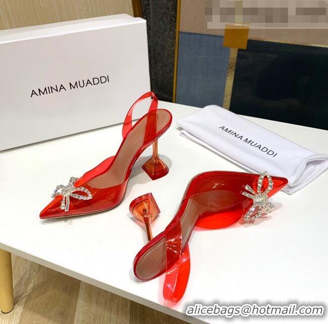 Buy Inexpensive Amina Muaddi PVC Bow Sandals 10cm AM0637 Red 2021