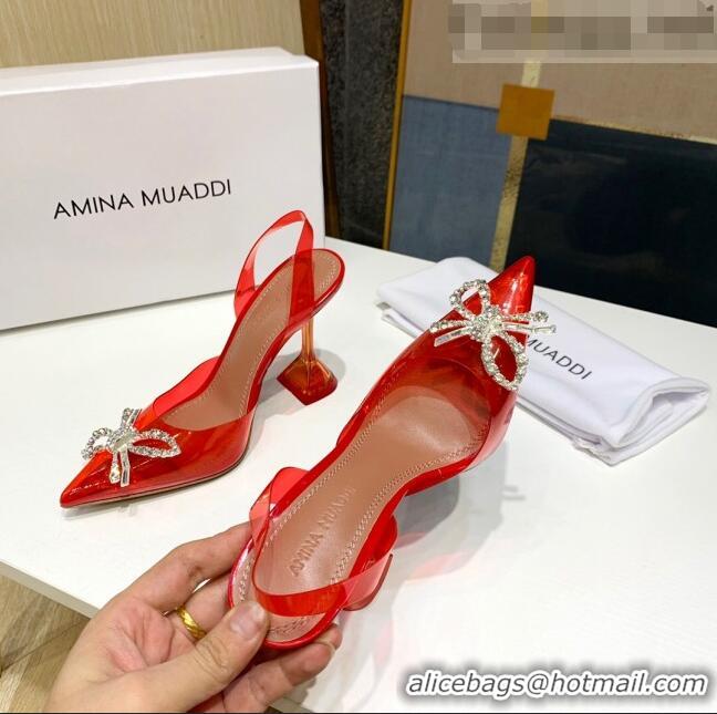 Buy Inexpensive Amina Muaddi PVC Bow Sandals 10cm AM0637 Red 2021