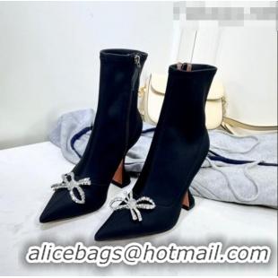 Promotional  Amina Muaddi Lycra Short Boots with Crystal Bow AM2310 Black 2021