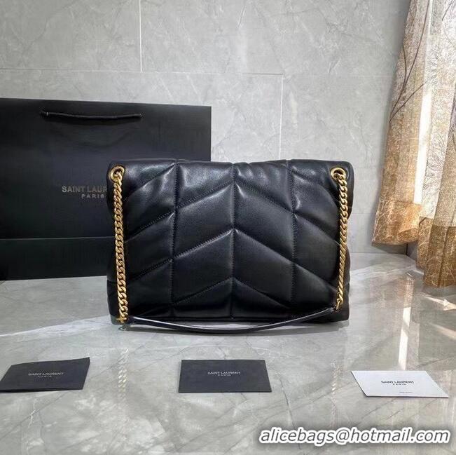 Promotional Saint Laurent LOULOU PUFFER BAG IN QUILTED CRINKLED MATTE LEATHER Y577476 Black