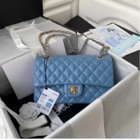 Buy Inexpensive Chanel classic handbag Lambskin & gold Metal A01112 blue
