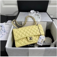 Well Crafted Chanel classic handbag Lambskin & silver Metal A01112 yellow