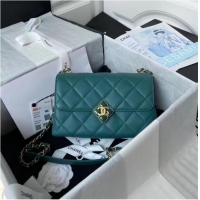 Famous Brand Chanel Flap Shoulder Bag Original leather AS2634 green