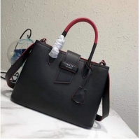 Fashion Discount Prada Original leather Bag P13582 Black & Red