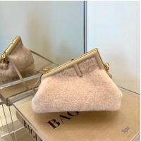 Top Quality FENDI FIRST SMALL Pink sheepskin bag 8BP129AH