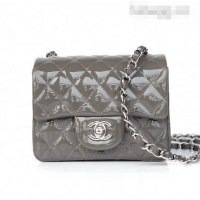 Buy Inexpensive Chanel Quilted Patent Leather Mini Square Flap Bag A1115 Gray/Silver 2020