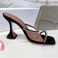 Good Product Amina Muaddi Silk Crystal Sandals 9.5cm AM0815 Black 2021