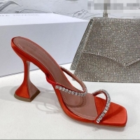Famous Brand Amina Muaddi Silk Crystal Sandals 9.5cm AM1022 Red 2021